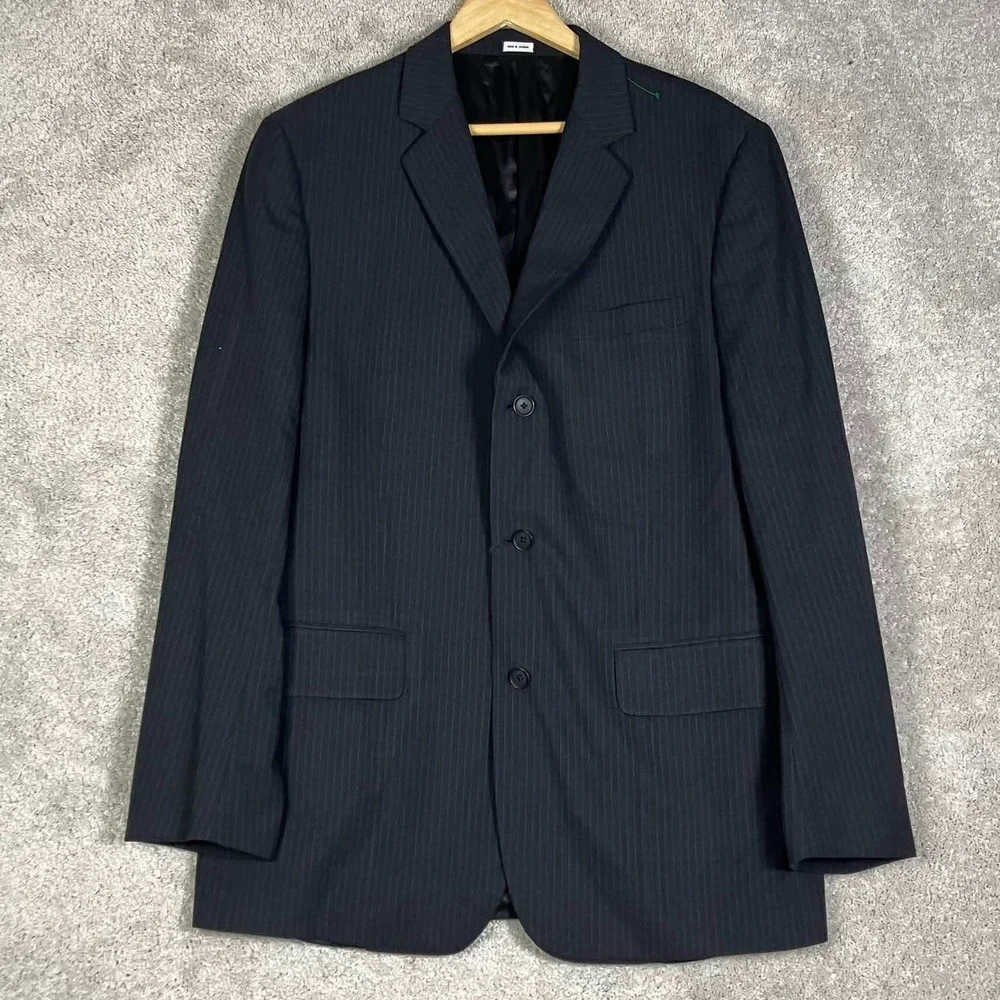 Calvin Klein Suit Mens XL 33x32 Grey Pinstripe 3 Button Blazer Trousers Set